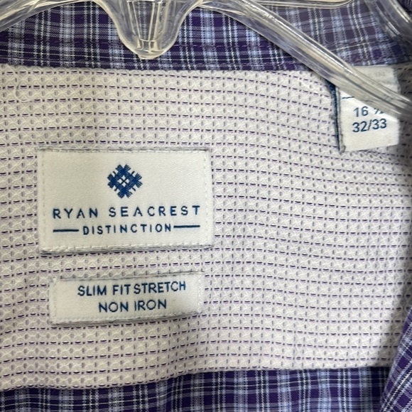🆕 RYAN SEACREST Slim Fit Stretch Button Down Shirt Size 16.5” - Picture 4 of 4